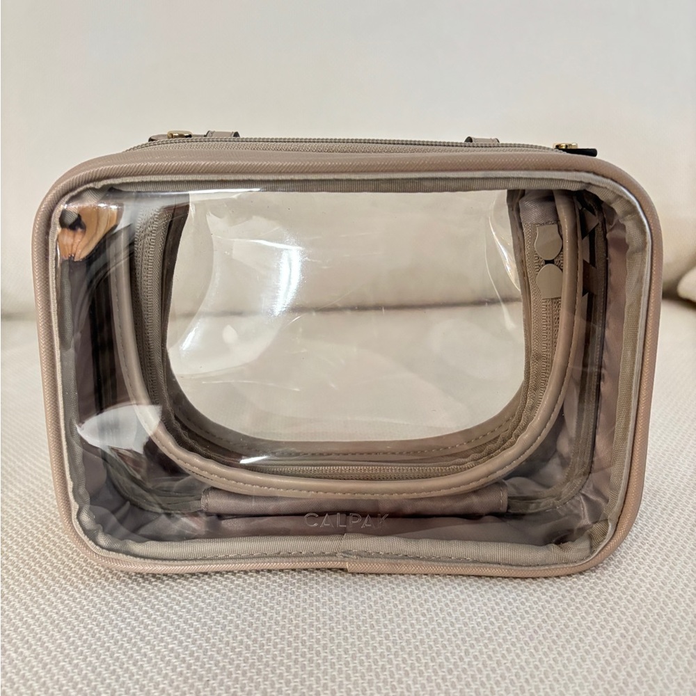 Calpak Small Clear Cosmetic Case in Stone